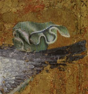 Arnau Bassa - Triptych with Madonna and Child with the Crucifixion and the Annunciation - Walters 37468 - A T Left Detail I