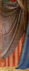Arnau Bassa - Triptych with Madonna and Child with the Crucifixion and the Annunciation - Walters 37468 - A T Right Detail S