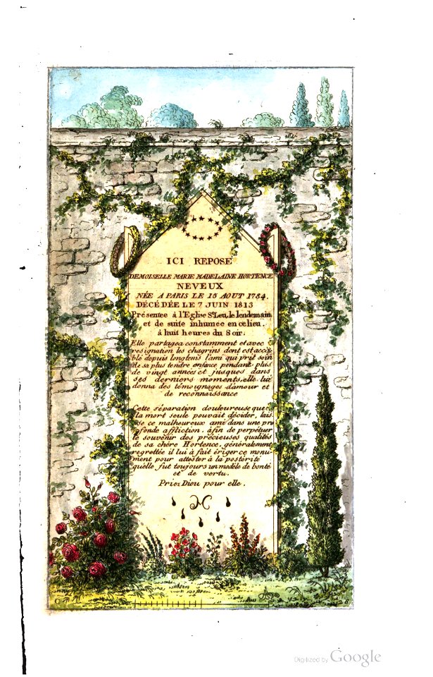Arnaud - Recueil de tombeaux des quatre cimetières de Paris - Neveux (colored)