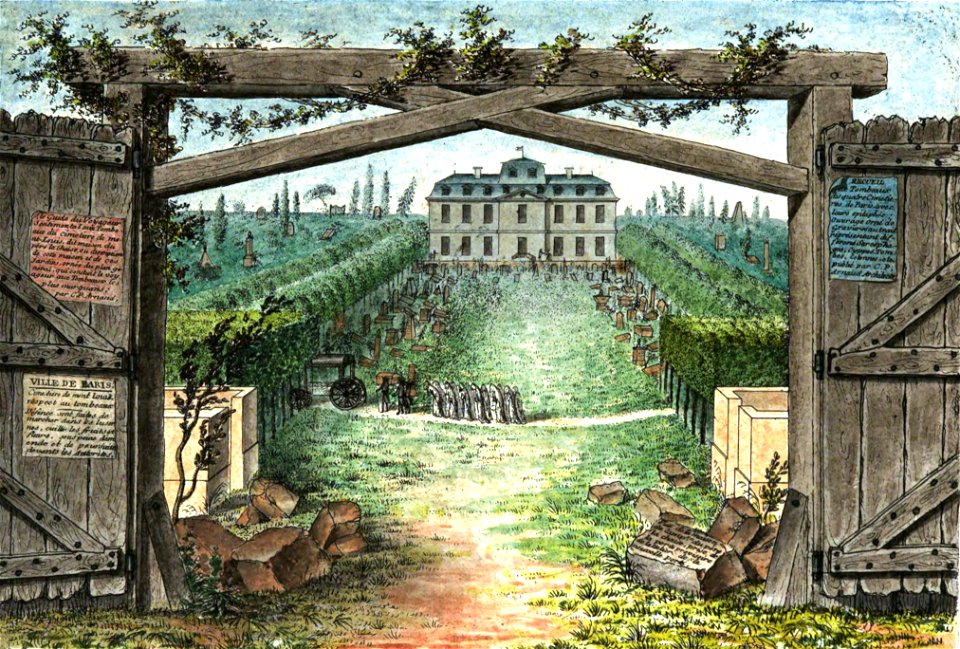 Arnaud - Recueil de tombeaux des quatre cimetières de Paris - Frontispice (colored)