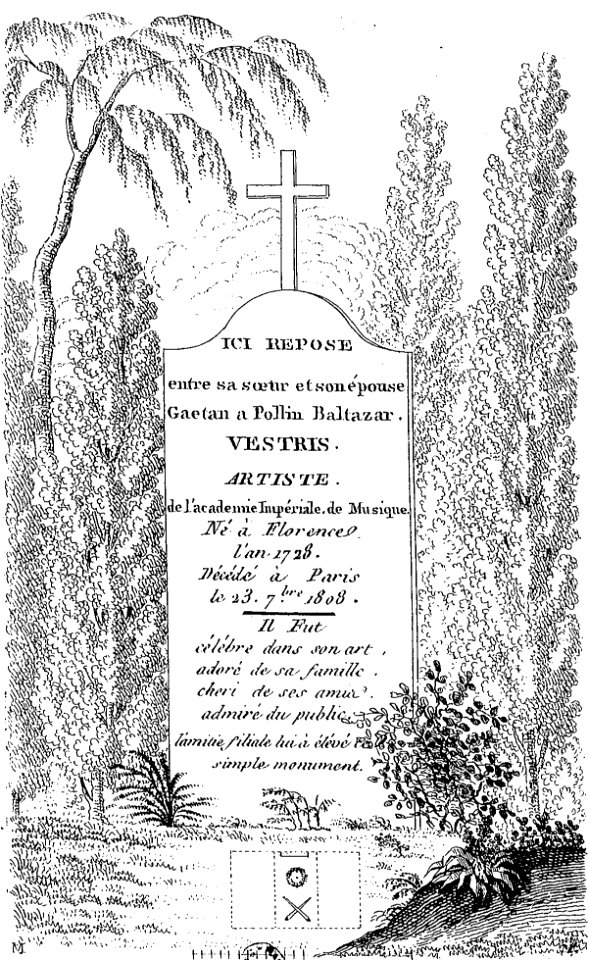 Arnaud - Recueil de tombeaux des quatre cimetières de Paris - Vestris