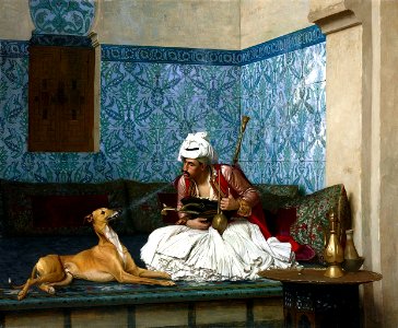 Arnaut and his dog by Jean Leon gerome. Free illustration for personal and commercial use.