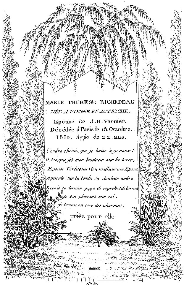 Arnaud - Recueil de tombeaux des quatre cimetières de Paris - Vernier