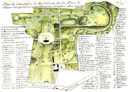 Arnaud - Recueil de tombeaux des quatre cimetières de Paris - Plan (colored)