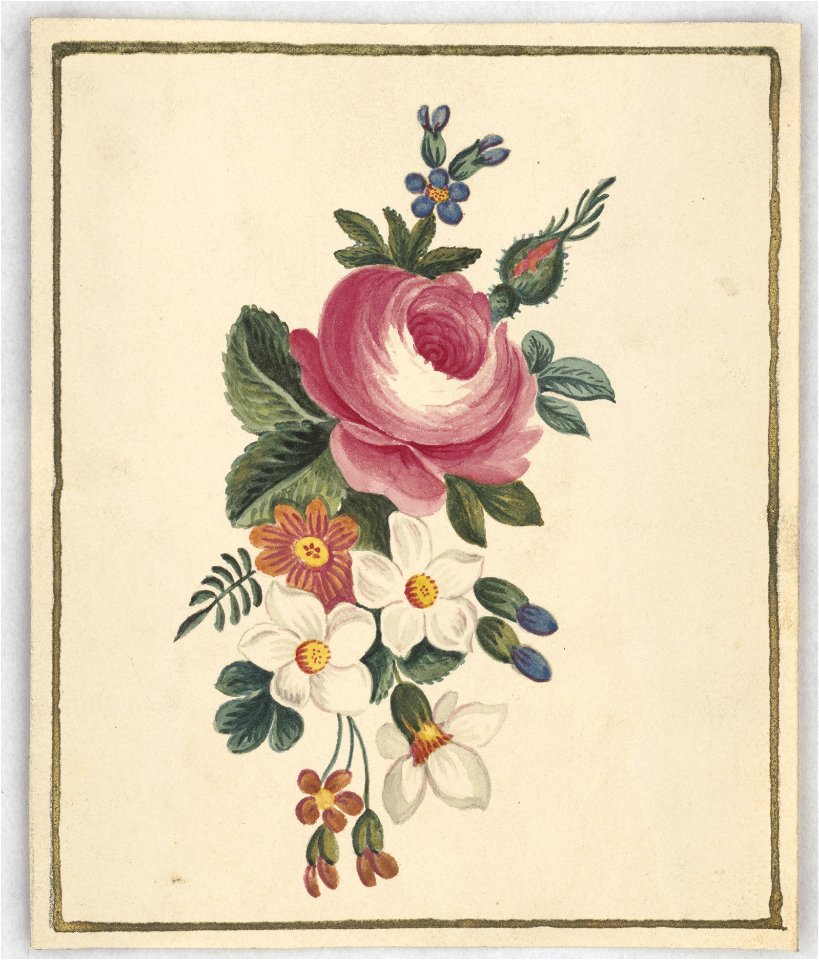 Arrangement of a peony with other flowers LCCN2016648701