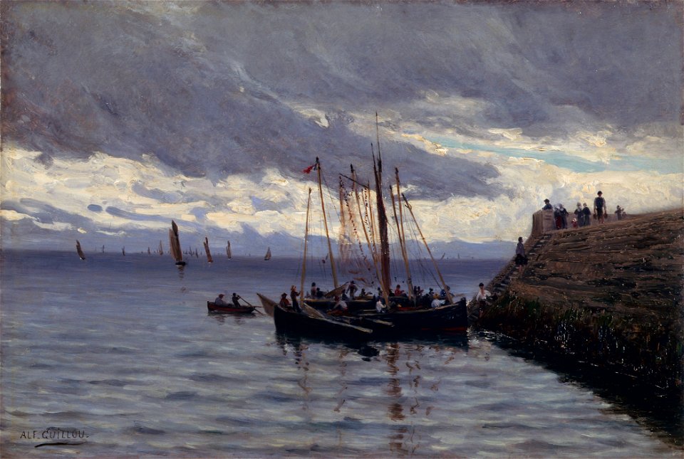 Arrivée des pêcheurs de sardines - Alfred Guillou - musée d'art et d'histoire de Saint-Brieuc, DOC 193b