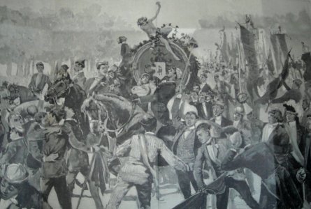 Arrivée du tonneau envoyé par les étudiants de Turin en 1888