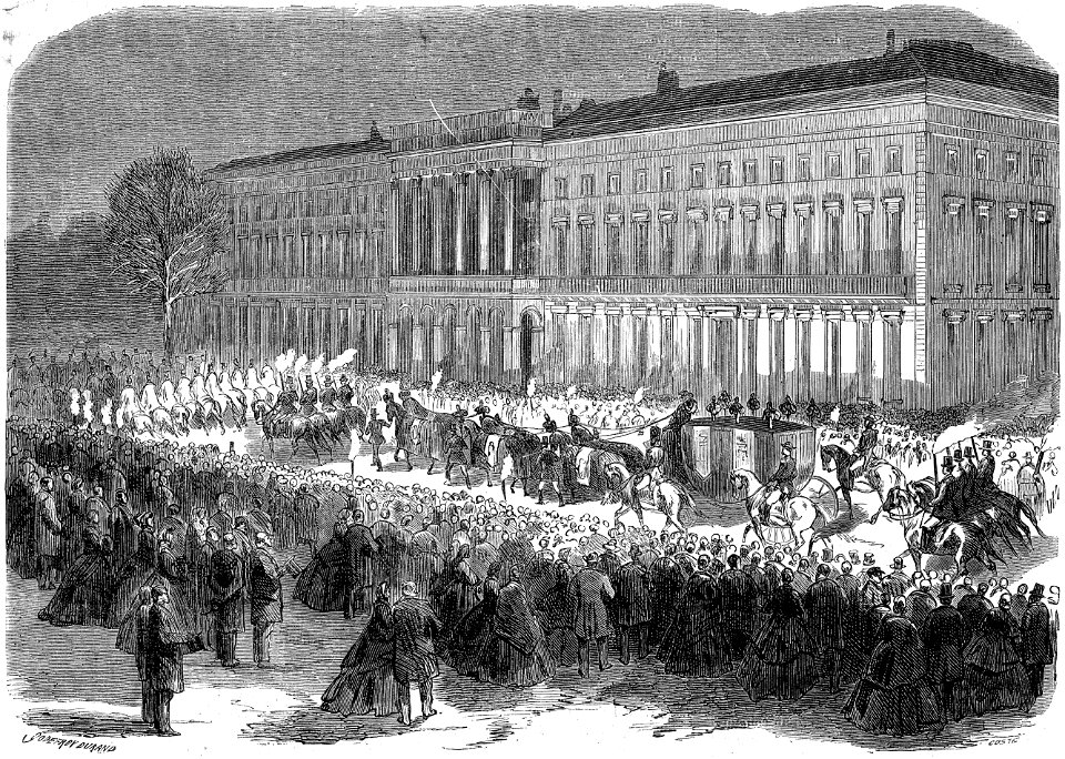 Arrivée du corps du roi Léopold Ier au Palais royal le 13 décembre 1865