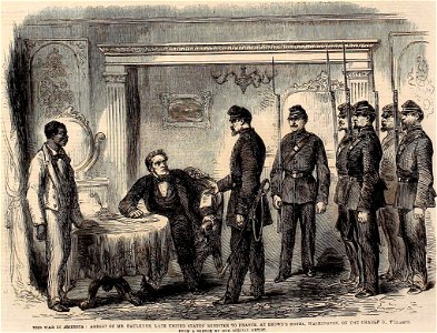 Arrest of Mr. Faulkner, late United States' minister to France at Brown's Hotel, Washington, on the charge of treason - ILN 1861 (14593942527) (cropped). Free illustration for personal and commercial use.