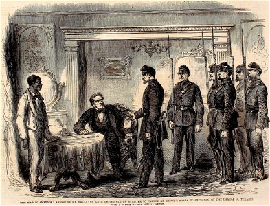 Arrest of Mr. Faulkner, late United States' minister to France at Brown's Hotel, Washington, on the charge of treason - ILN 1861 (14593942527) (cropped)