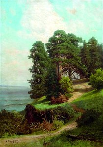 Arseny Meshchersky - Pine Trees on the Shore (1). Free illustration for personal and commercial use.