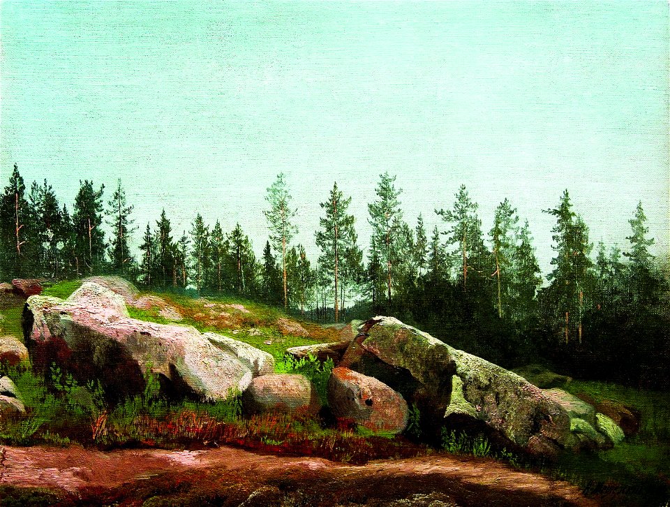 Arseny Meshchersky - Forest Landscape with Rocks