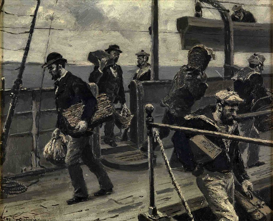 Arrivée des passagers sur le pont d'un navire