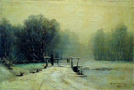 Arseny Meshchersky - Winter Landscape with a Bridge
