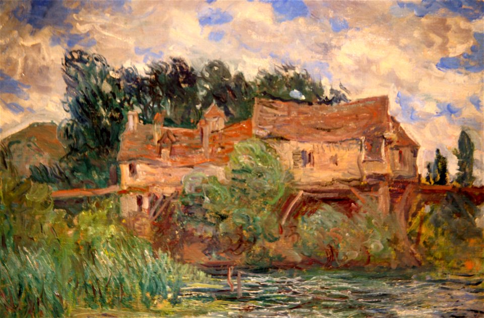 Art at the New Orleans Museum of Art - Houses on the Old Bridge at Vernon circa 1883 by Monet