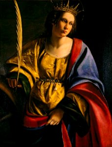 Artemisia Gentileschi - 'Saint Catherine of Alexandria', oil on canvas painting, c. 1620, El Paso Museum of Art. Free illustration for personal and commercial use.