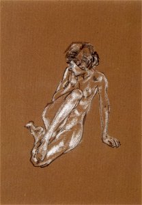 Arthur B. Davies - 'Seated Female Nude', Chalk on paper, c. 1920s