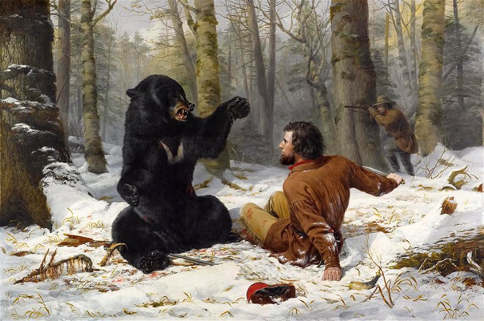 Arthur Fitzwilliam Tait - A Tight Fix—Bear Hunting, Early Winter (The Life of a Hunter, A Tight Fix) - 2010.72 - Crystal Bridges Museum of American Art