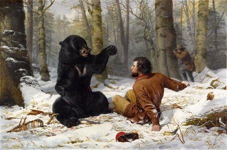 Arthur Fitzwilliam Tait - A Tight Fix—Bear Hunting, Early Winter (The Life of a Hunter, A Tight Fix) - 2010.72 - Crystal Bridges Museum of American Art