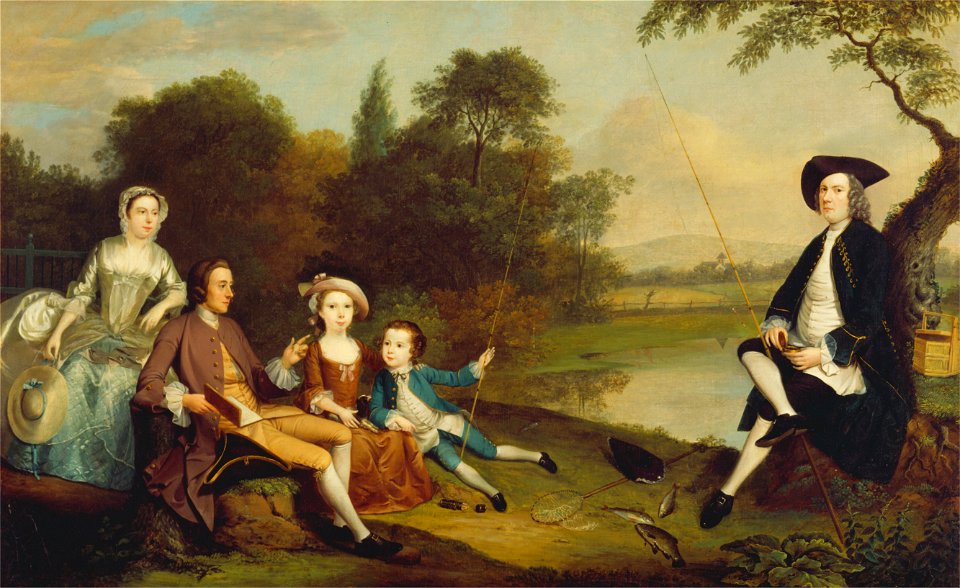 Arthur Devis - Portrait of a Family, Traditionally Known as the Swaine Family of Fencroft, Cambridgeshire - Google Art Project
