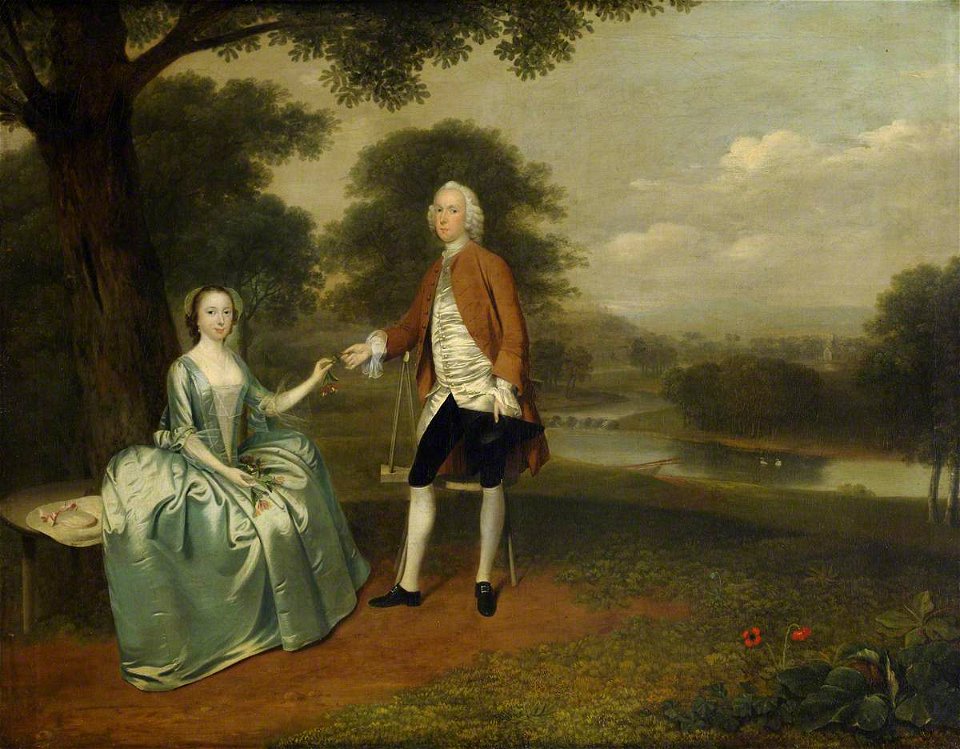 Arthur Devis (1712-1787) - A Gentleman Handing a Lady a Sprig of Honeysuckle - 207802 - National Trust