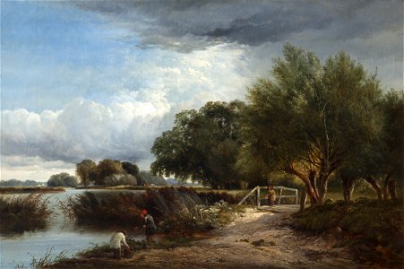 Arthur Gilbert - A River Landscape (1850). Free illustration for personal and commercial use.
