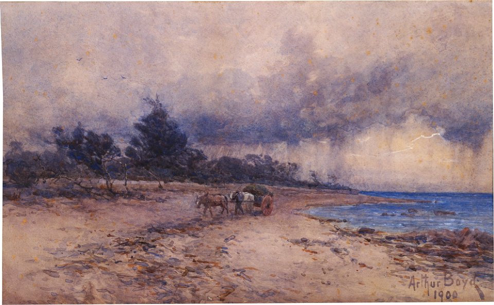 Arthur Merric Boyd - not titled (gathering seaweed before the storm, Sandringham beach) - Google Art Project