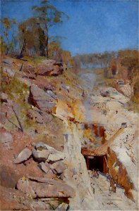 Arthur Streeton - Fire's on - Google Art Project. Free illustration for personal and commercial use.
