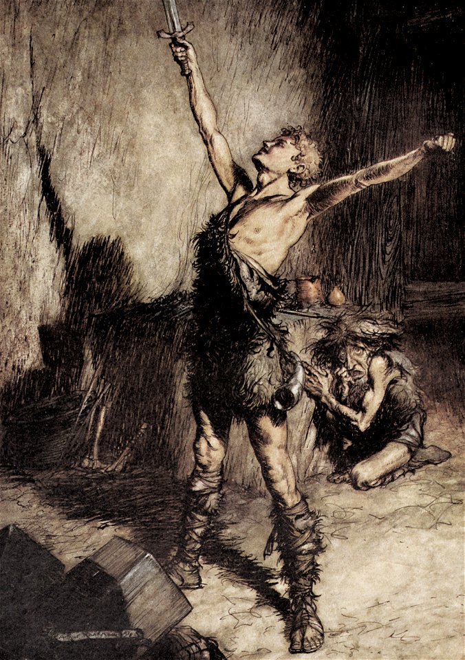 Arthur Rackham Siegfried and Mime