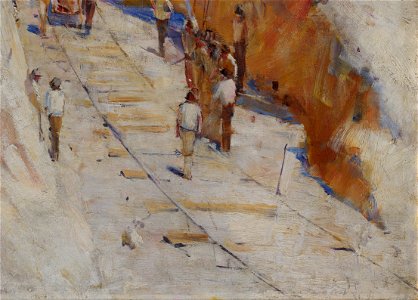 Arthur Streeton - Fire's on - Google Art Project-x1-y2. Free illustration for personal and commercial use.