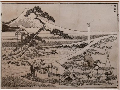 Artists preparing to draw Mount Fuji Guimet EO1455b