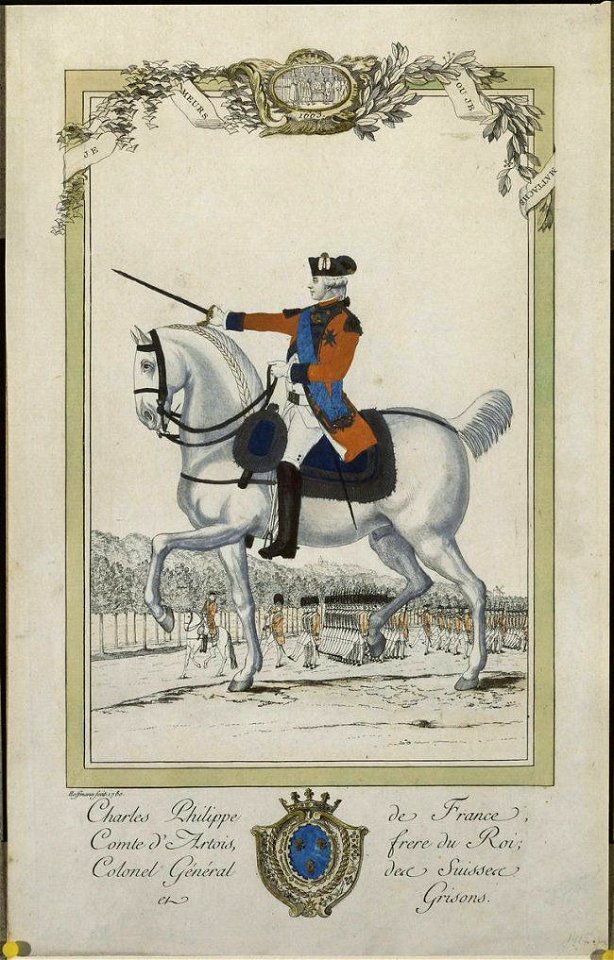 Engraving, Charles Philippe d'Artois Colonel General of the Swiss Guard, Hoffmann