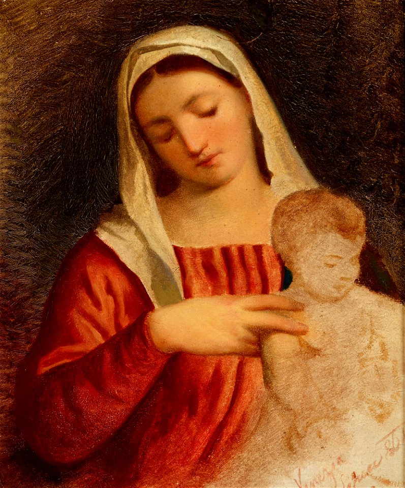 Artur Grottger - Madonna with Child – Copy of the fragment of the painting Madonna with Child and Saints by Bonifacio Veronese - MNK II-a-982 - National Museum Kraków