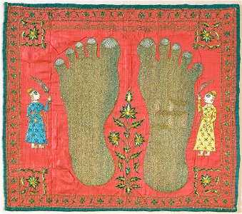 Artist, maker unknown, India - Wall Hanging (Puthia) depicting the Feet of a Jain Monk - Google Art Project