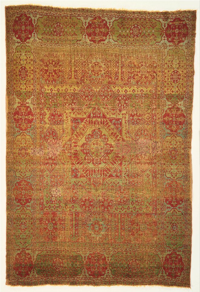 Artist, maker unknown, Egyptian - Mamluk Rug - Google Art Project. Free illustration for personal and commercial use.
