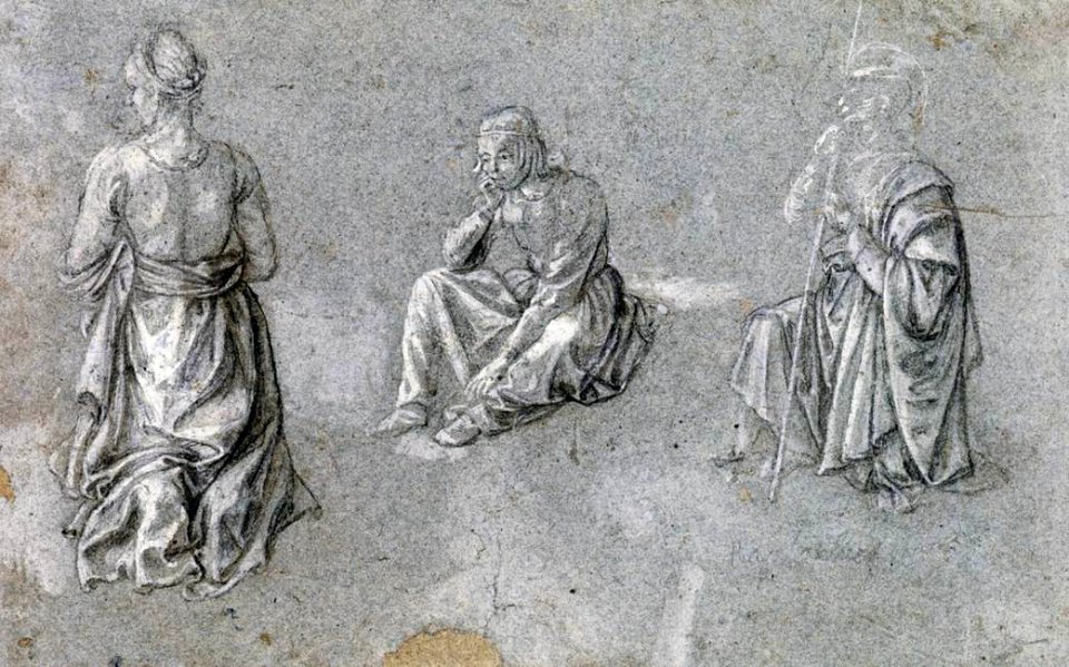 Artwork by unknown artist - Studies of Two Females and a Male Saint - WGA23936