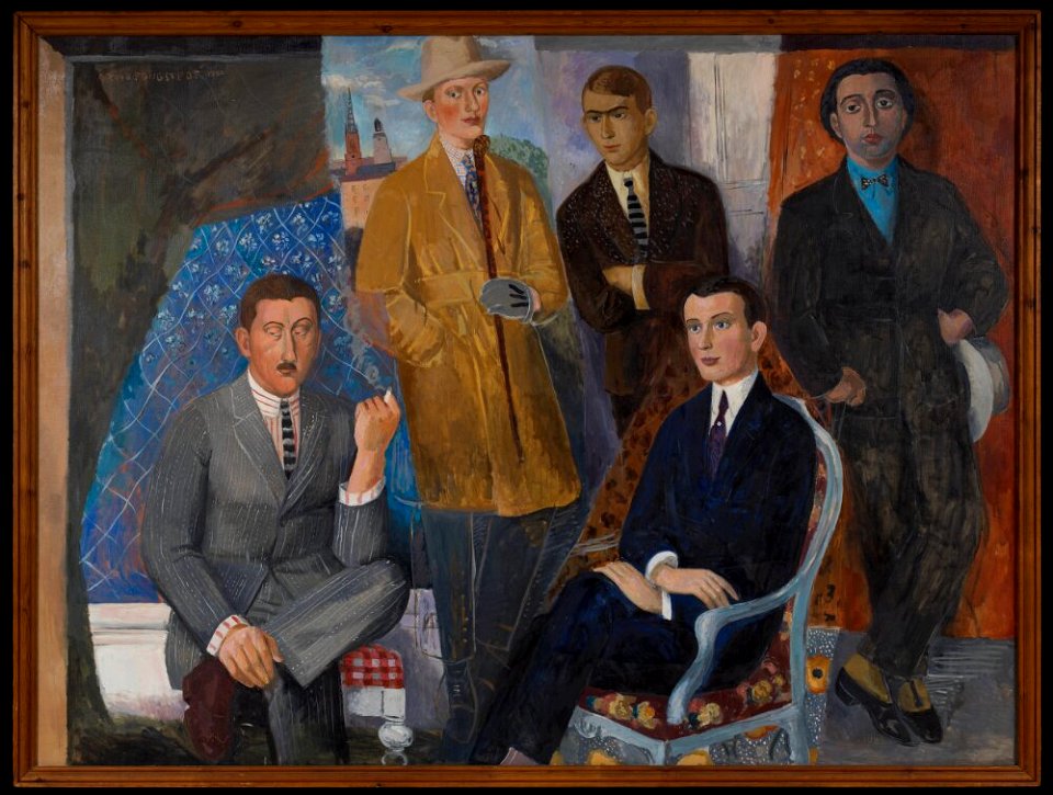 Arvid Fougstedt - Five artists, Leander Engström, Einar Jolin, Otte Sköld, Nils von Dardel, Isaac Grünewald - NMGrh 2179 - Nationalmuseum