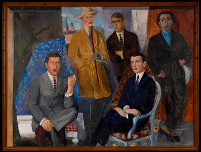 Arvid Fougstedt - Five artists, Leander Engström, Einar Jolin, Otte Sköld, Nils von Dardel, Isaac Grünewald - NMGrh 2179 - Nationalmuseum