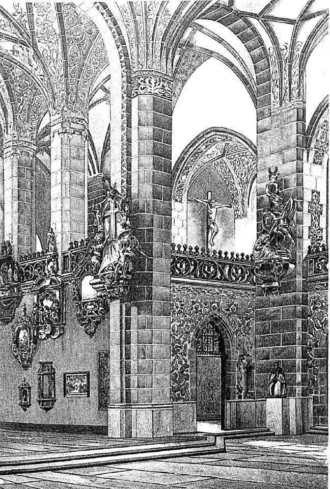 Arwed Rossbach und seine Bauten, Berlin 1904, Leipzig, Paulinerkirche, Innenansicht.schwarz weiß Erbaut von 1898 bis 1899