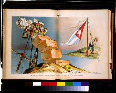 As the old Spanish throne topples, up goes the Cuban flag of independence - Grant E. Hamilton ; Sackett & Wilhelms Litho. & Ptg. Co., New York. LCCN95523063