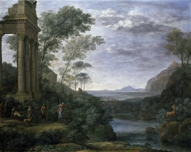 Ascanius Shooting the Stag of Sylvia 1682 Claude Lorrain. Free illustration for personal and commercial use.