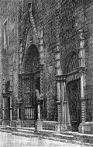 Ascoli Piceno – Ingresso principale al tempio di San Francesco (xilografia)