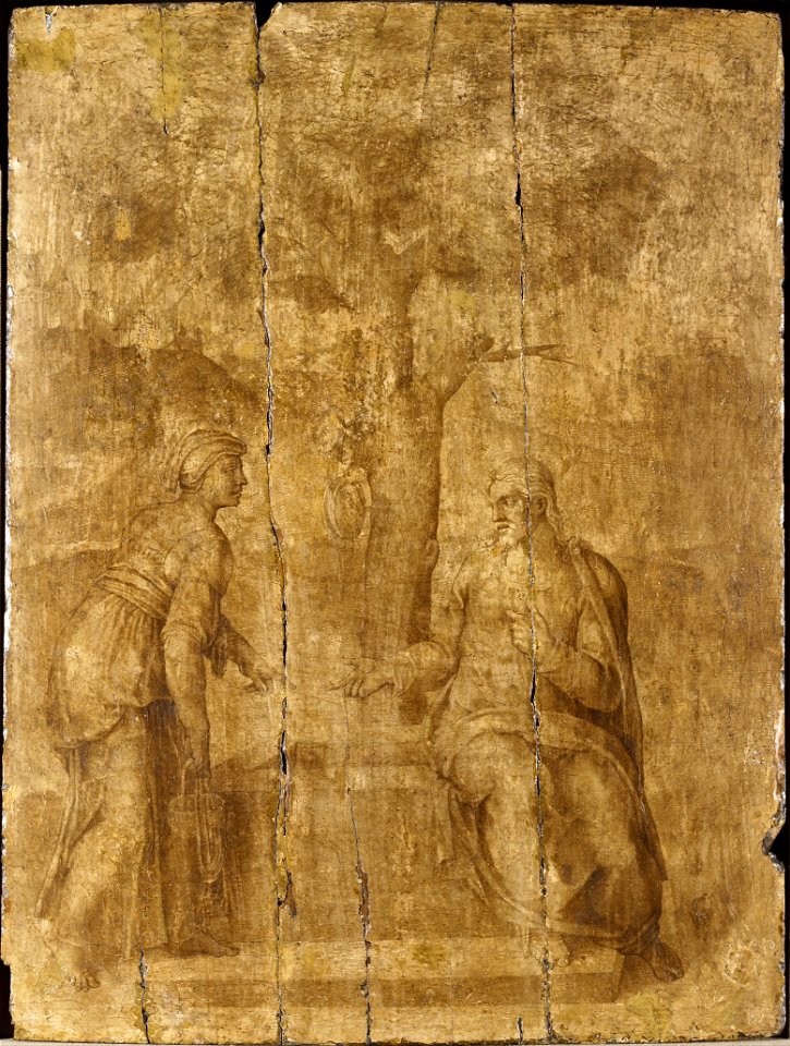 Ascribed to Michelangelo - Christ and the woman of Samaria - Google Art Project