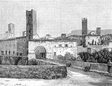 Ascoli Piceno – Ingresso alla città per porta Cappuccina (xilografia)