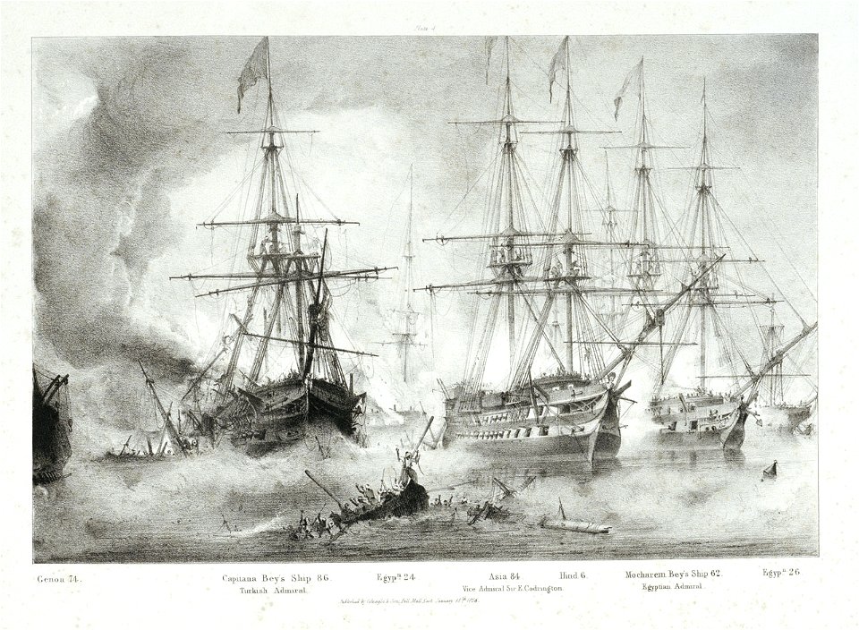 Asia and other vessels at the Battle of Navarino, 20 Oct 1827 PW4812