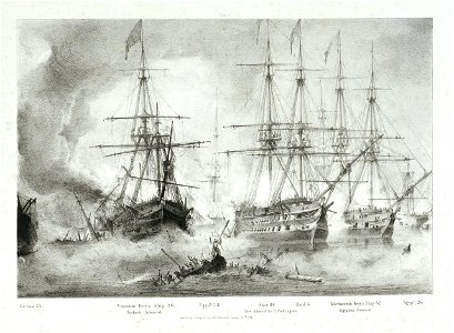 Asia and other vessels at the Battle of Navarino, 20 Oct 1827 PW4812