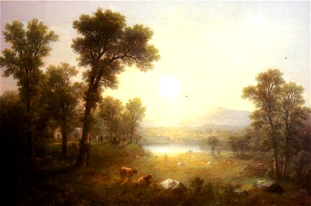 AsherDurand-Lake Scene Mountains 1874. Free illustration for personal and commercial use.