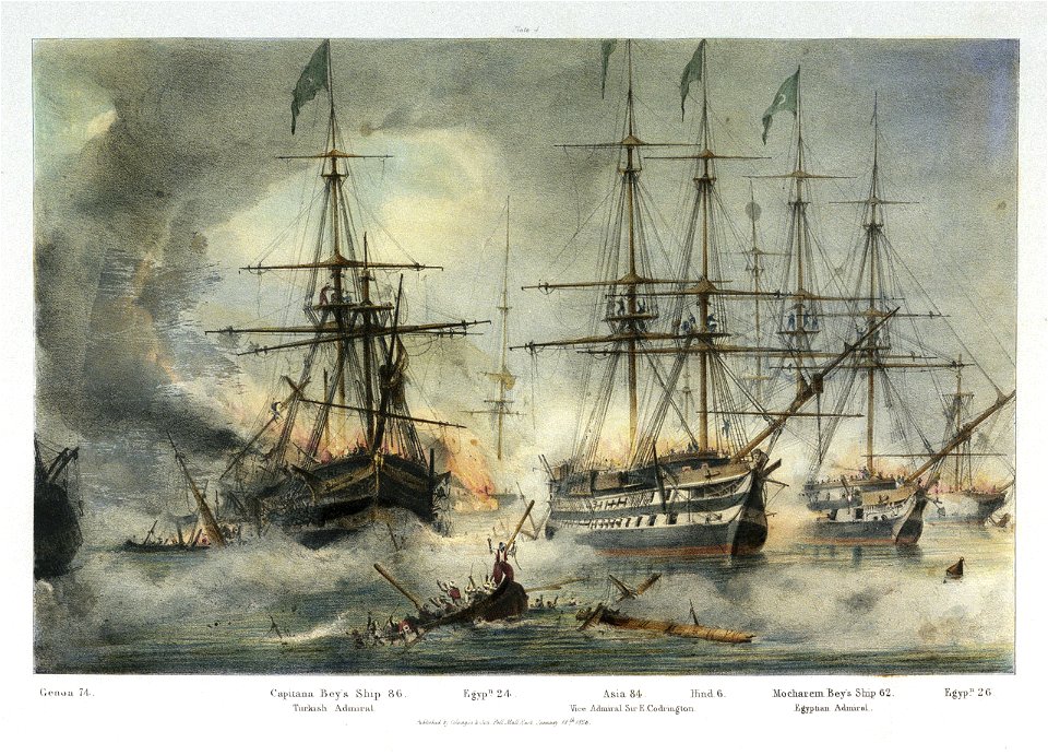 Asia and other vessels at the Battle of Navarino, 20 Oct 1827 PW4851