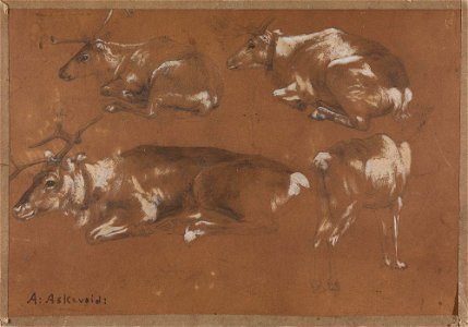Anders Askevold - Study of four Reindeers - NG.M.01280b - National Museum of Art, Architecture and Design