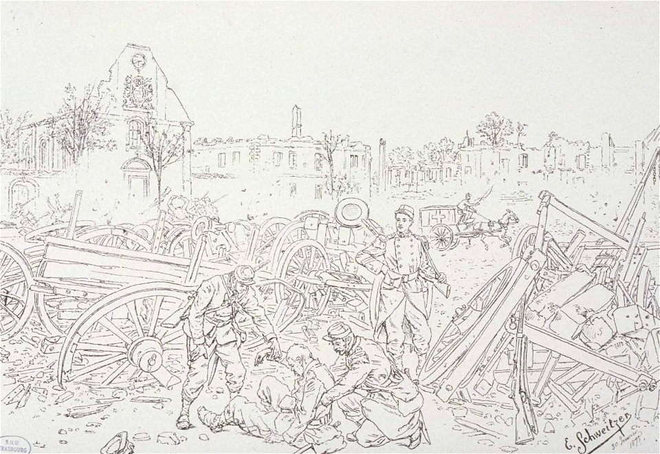 Aspect de l’église bombardement de la citadelle de Strasbourg (esquisse)